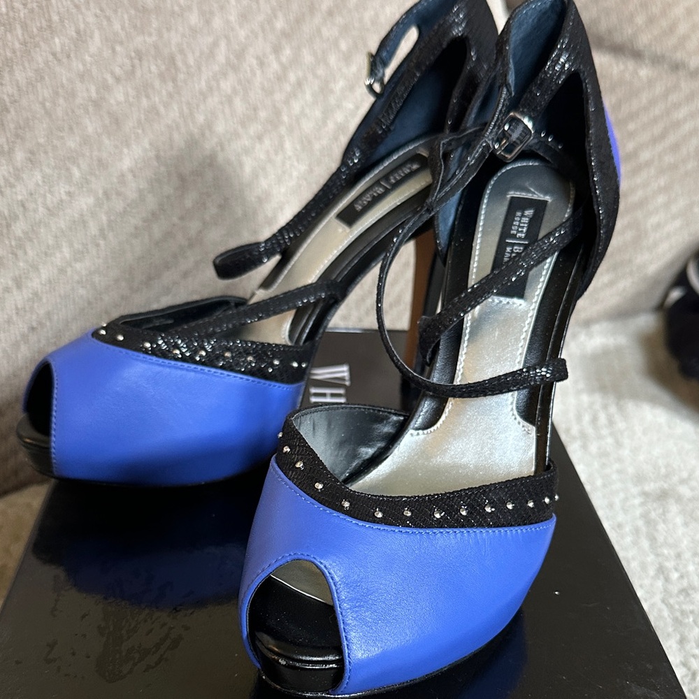 White House Black Market Blue and Black Heels